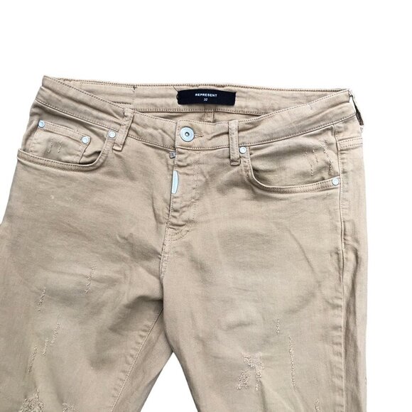 Represent Essential Jeans Knee Destroyer Tan Size 32 - Picture 9 of 10